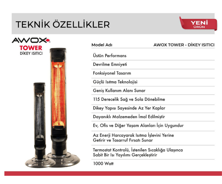 Awox Tower Dikey Isıtıcı